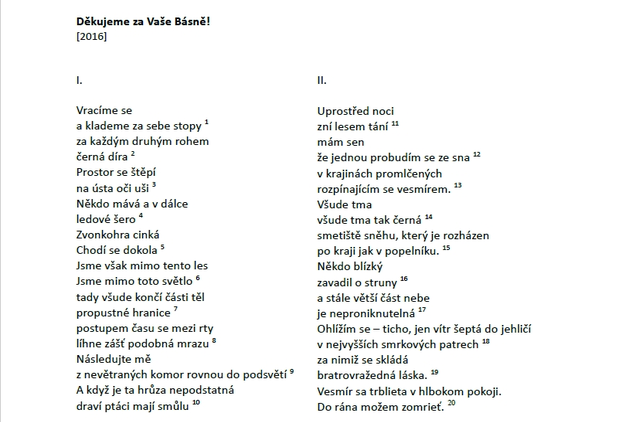 Společná báseň účastníků autorského čtení 2016